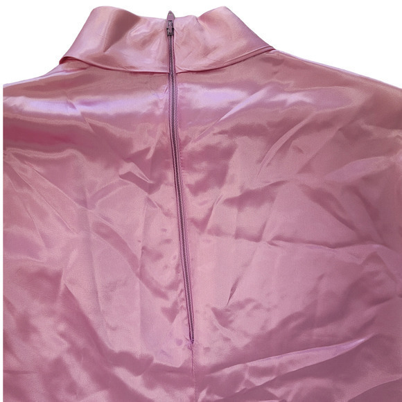 Hollywood Blouse by Praw Satin High Neck Long Sleeve Barbiecore Vintage Blouse - Picture 10 of 13